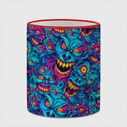 Кружка 3D Неоновые монстры - graffiti art style pattern, цвет: 3D-красный кант — фото 2