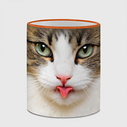 Кружка 3D Кошка показывает язык, цвет: 3D-оранжевый кант — фото 2