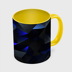 Кружка 3D Black blue abstract, цвет: 3D-белый + желтый