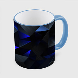 Кружка 3D Black blue abstract, цвет: 3D-небесно-голубой кант