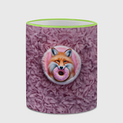 Кружка 3D Мордочка лисы с пончиком, цвет: 3D-светло-зеленый кант — фото 2