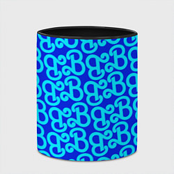 Кружка 3D Логотип Барби - синий паттерн, цвет: 3D-белый + черный — фото 2