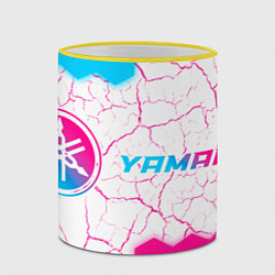 Кружка 3D Yamaha neon gradient style: надпись и символ, цвет: 3D-желтый кант — фото 2