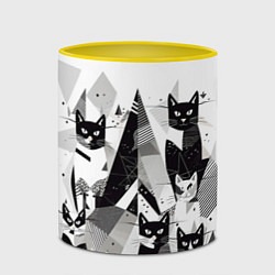 Кружка 3D Абстрактные коты, цвет: 3D-белый + желтый — фото 2