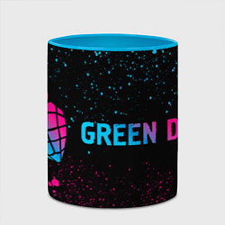 Кружка 3D Green Day - neon gradient: надпись и символ, цвет: 3D-белый + небесно-голубой — фото 2