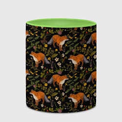 Кружка 3D Лисы и цветы, цвет: 3D-белый + светло-зеленый — фото 2