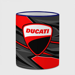 Кружка 3D Ducati - red stripes, цвет: 3D-синий кант — фото 2