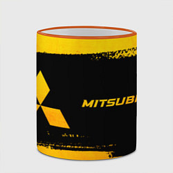 Кружка 3D Mitsubishi - gold gradient: надпись и символ, цвет: 3D-оранжевый кант — фото 2