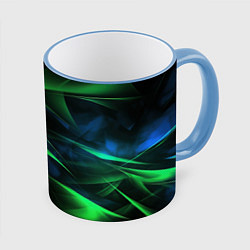 Кружка 3D Dark green background, цвет: 3D-небесно-голубой кант