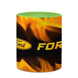 Кружка 3D Ford - gold gradient: надпись и символ, цвет: 3D-белый + светло-зеленый — фото 2