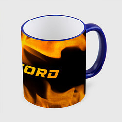 Кружка 3D Ford - gold gradient: надпись и символ, цвет: 3D-синий кант