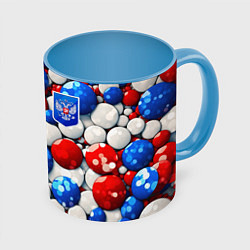 Кружка 3D Шарики триколор, цвет: 3D-белый + небесно-голубой