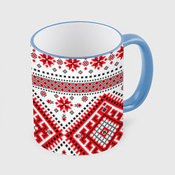 Кружка 3D Удмуртская роспись, цвет: 3D-небесно-голубой кант