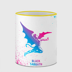 Кружка 3D Black Sabbath neon gradient style, цвет: 3D-желтый кант — фото 2