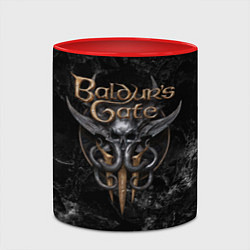 Кружка 3D Baldurs Gate 3 dark logo, цвет: 3D-белый + красный — фото 2