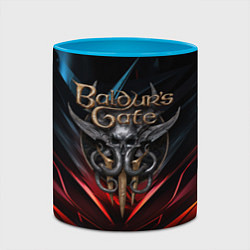 Кружка 3D Baldurs Gate 3 dark logo, цвет: 3D-белый + небесно-голубой — фото 2