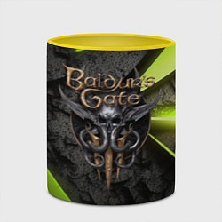 Кружка 3D Baldurs Gate 3 logo green abstract, цвет: 3D-белый + желтый — фото 2