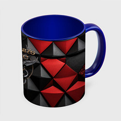 Кружка 3D Baldurs Gate 3 logo red black, цвет: 3D-белый + синий