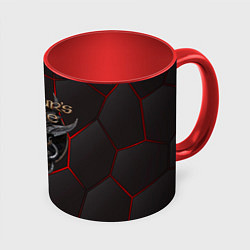 Кружка 3D Baldurs Gate 3 logo red black geometry, цвет: 3D-белый + красный