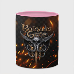 Кружка 3D Baldurs Gate 3 logo fire, цвет: 3D-белый + розовый — фото 2