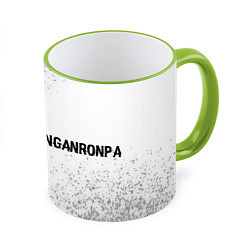 Кружка 3D Danganronpa glitch на светлом фоне: надпись и симв, цвет: 3D-светло-зеленый кант