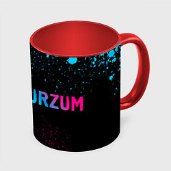 Кружка 3D Burzum - neon gradient: надпись и символ, цвет: 3D-белый + красный