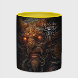 Кружка 3D Baldurs Gate 3 logo demon, цвет: 3D-белый + желтый — фото 2