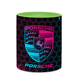 Кружка 3D Porsche - neon gradient, цвет: 3D-белый + светло-зеленый — фото 2