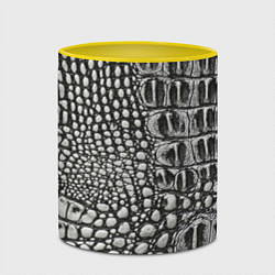 Кружка 3D Кожа крокодила - текстура, цвет: 3D-белый + желтый — фото 2