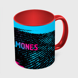 Кружка 3D Ramones - neon gradient: надпись и символ, цвет: 3D-белый + красный