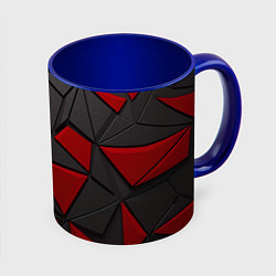 Кружка 3D Черные и красные объемные элементы, цвет: 3D-белый + синий