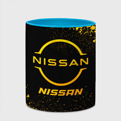 Кружка 3D Nissan - gold gradient, цвет: 3D-белый + небесно-голубой — фото 2