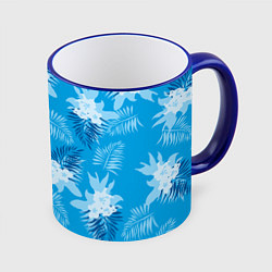 Кружка 3D Синие цветы - Vice city - new ver, цвет: 3D-синий кант