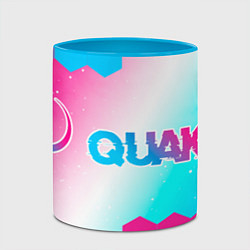 Кружка 3D Quake neon gradient style: надпись и символ, цвет: 3D-белый + небесно-голубой — фото 2