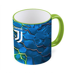 Кружка 3D Juventus blue green neon, цвет: 3D-светло-зеленый кант