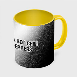 Кружка 3D Red Hot Chili Peppers glitch на светлом фоне: надп, цвет: 3D-белый + желтый