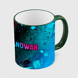Кружка 3D Manowar - neon gradient: надпись и символ, цвет: 3D-зеленый кант
