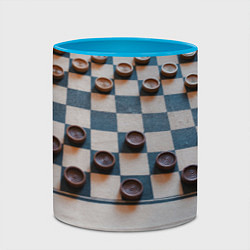 Кружка 3D Шашки, цвет: 3D-белый + небесно-голубой — фото 2
