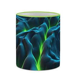 Кружка 3D Зеленая кислотная текстура с плитами, цвет: 3D-светло-зеленый кант — фото 2