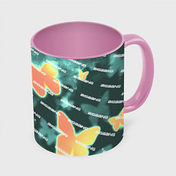 Кружка 3D Big Bang Бабочки, цвет: 3D-белый + розовый
