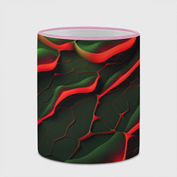 Кружка 3D Объемные зеленые плиты, цвет: 3D-розовый кант — фото 2