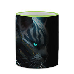 Кружка 3D Cat cyberpunk, цвет: 3D-светло-зеленый кант — фото 2