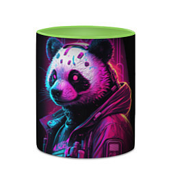 Кружка 3D Panda cyberpunk, цвет: 3D-белый + светло-зеленый — фото 2