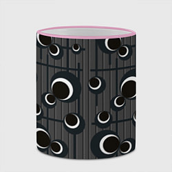 Кружка 3D Черные и белые круги на сером, цвет: 3D-розовый кант — фото 2