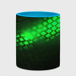 Кружка 3D Неоновые зеленые пластины, цвет: 3D-белый + небесно-голубой — фото 2