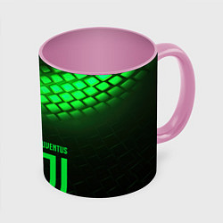 Кружка 3D Juventus green logo neon, цвет: 3D-белый + розовый