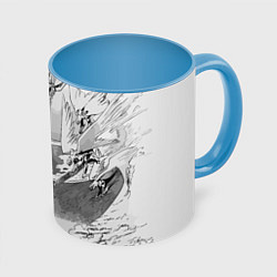 Кружка 3D Нападение ангелов - Евангелион, цвет: 3D-белый + небесно-голубой