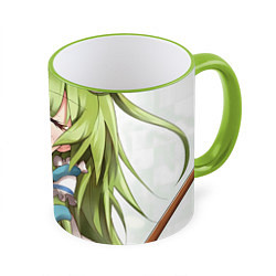 Кружка 3D Touhou Project Санаэ Котия, цвет: 3D-светло-зеленый кант