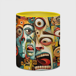 Кружка 3D Живопись с лицами в стиле Пабло Пикассо, цвет: 3D-белый + желтый — фото 2