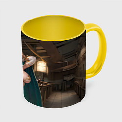 Кружка 3D Девушка эльф с аппетитными формами, цвет: 3D-белый + желтый